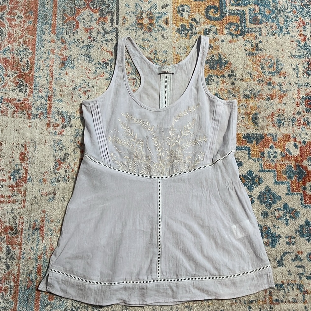 Wrap lavender racerback embroidered sleeveless top